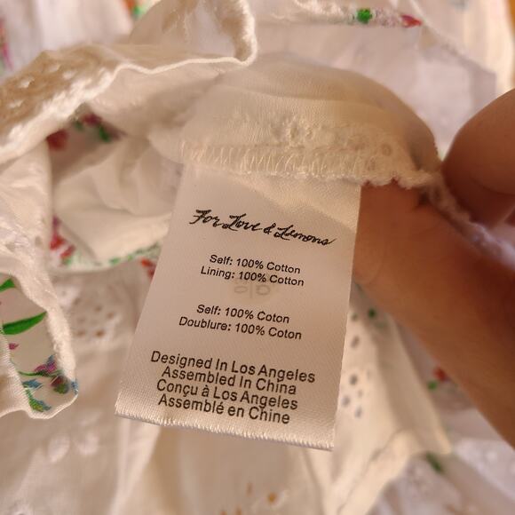 For Love & Lemons Tarte Eyelet Smocked Floral Mini Dress Small NWT Boho Cottage - Picture 5 of 7